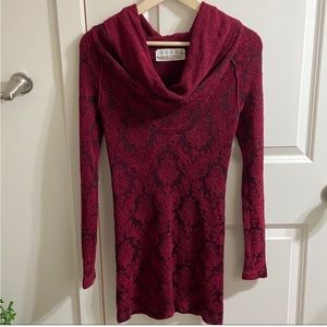 Free People Brocade Cowl Neck Long Sleeve Dress